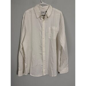 Goodfellow &Co Mens Every Wear Poplin Button Up Shirt White Grid XL Standard Fit